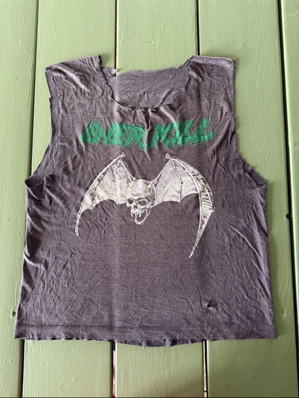 Vintage 80s Over Kill Rock Metal Band Shirt Chopped Thin Tour Distressed Faded L